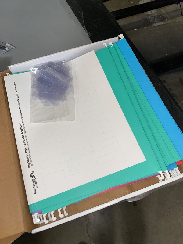 Photo 1 of 25 Blue Summit Supplies Pretty Hanging File Folders, Pastel Gem Tone Assorted Colors, Cute Hanging File Folders with Plastic Tab Inserts, Holds Letter Size Documents