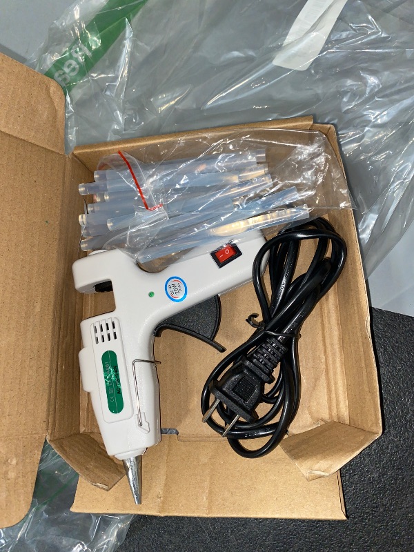 Photo 1 of SHJADE Mini Hot Glue Gun with 30 Glue Sticks, Fast Heating Hot Melt Gun, 20W Glue Gun Kit, Lightweight Craft Gun for DIY, Home Repairs, Kids' School Projects, White