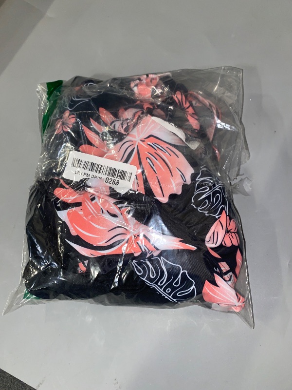 Photo 1 of MEDIUM- Aleumdr Women's Tankini Bathing Suit 2 Piece Tummy Control Swimsuit Scallop Trim Tankini Top with Bottom Printed Black Medium