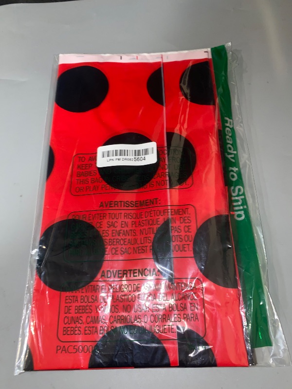 Photo 1 of Oigco 3 Packs Ladybug Tablecloths - Lady Bug Theme Plastic Table Cover for Black and Red Dots Ladybug Birthday Party Decorations Supplies, Vintage Polka Dots Backdrop, 54" x 108"