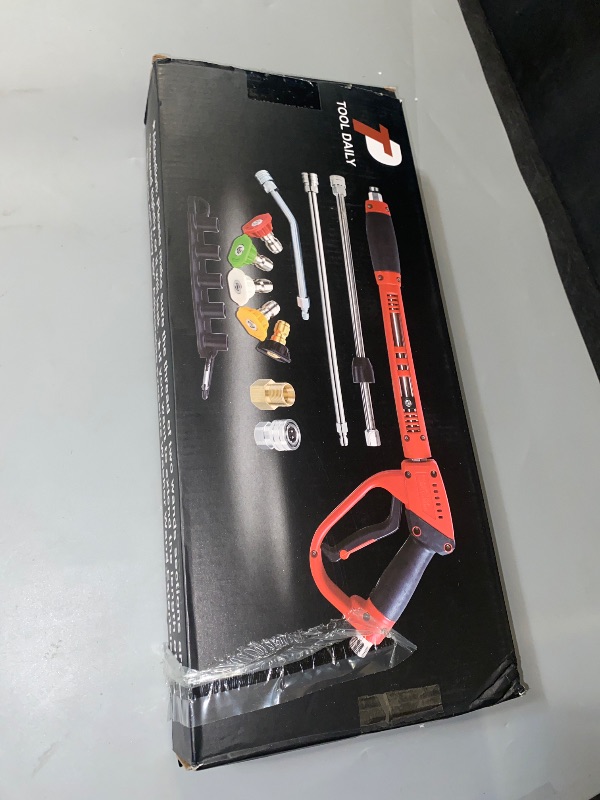 Photo 1 of Tool Daily Pressure Washer Gun with Replacement Wand, 17 Inch Power Washer Extension Wand, 30° Curved Rod, 5 Nozzle Tips, 4000 PSI