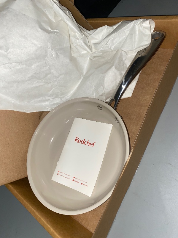 Photo 1 of Redchef Ceramic Non Stick Egg Pans, Nonstick Frying Pan Skillet, 8 inch Cooking Pan Non Toxic with Stay Cool Handle for Induction, PTFE & PFAS & PFOA Free, Dishwasher/Oven Safe (Beige White)