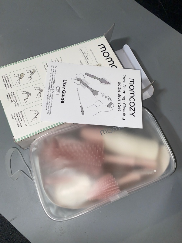 Photo 1 of Momcozy Bottle Brush Kit, Innovative Push-Press Design for Better Cleaning - Baby Bottle Cleaner Brush for Baby Bottle, Breast Pumps, Nipples, and More - Can Generate Foam for Better Cleaning, Pink