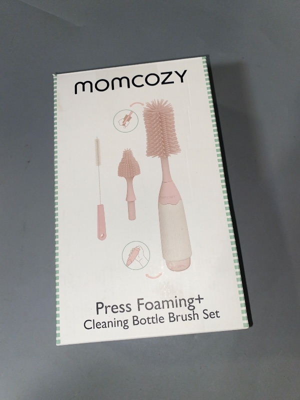 Photo 1 of Momcozy Bottle Brush Kit, Innovative Push-Press Design for Better Cleaning - Baby Bottle Cleaner Brush for Baby Bottle, Breast Pumps, Nipples, and More - Can Generate Foam for Better Cleaning, Pink
