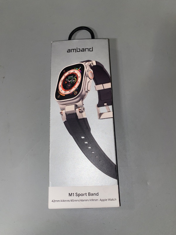 Photo 1 of amBand Bands Compatible with Apple Watch Ultra 2/1 49mm, M1 Sport Series Rugged Durable Strap with Metal Connector to Match Ultra's Titanium Case for iWatch 49 mm Men Titanium/Black