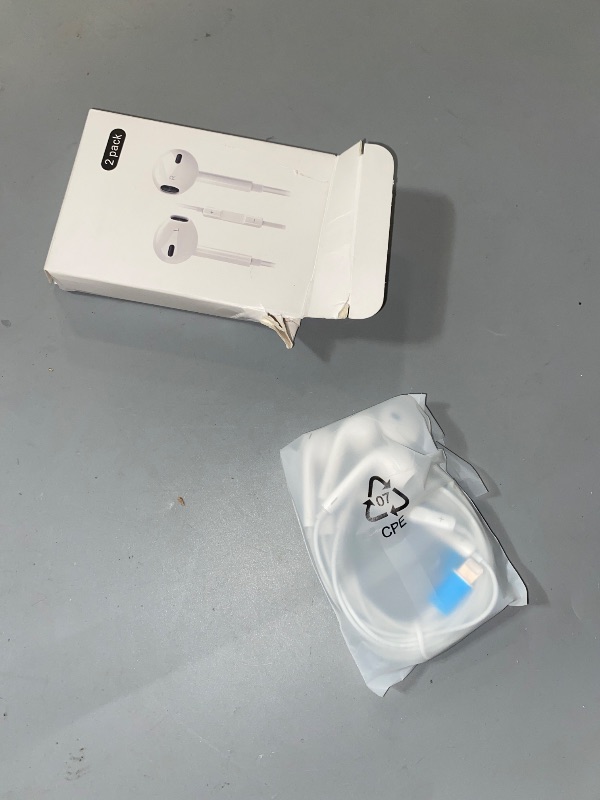 Photo 1 of 2 Packs iPhone Headphones Earbuds with Lightning Connector(Built-in Mic & Volume Control)[MFi Certified] Headphones support for iPhone 14/13/12/SE/11/XR/XS/X/7/7Plus/8/8Plus Support All iOS System