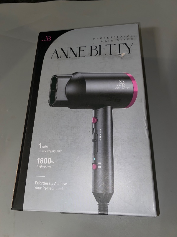 Photo 1 of ANNE BETTY Ionic Hair Dryer with Diffuser, Powerful 1800W Blow Dryer for Women & Men, Fast-Drying Hair Dryer with Nozzle for Home, Salon, Travel