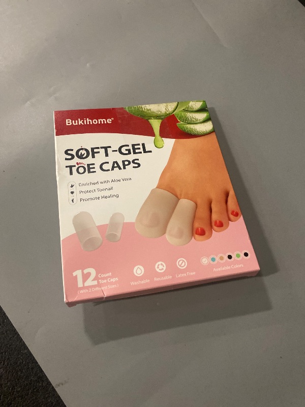 Photo 1 of Bukihome Silicone Toe Protectors - 12 Pack Gel Toe Sleeves Toe Protectors - Toe Caps with Aloe Vera Essential Oils - Toe Cushions for Pain Relief, Toe Protection for Corns, Calluses (8L + 4S)