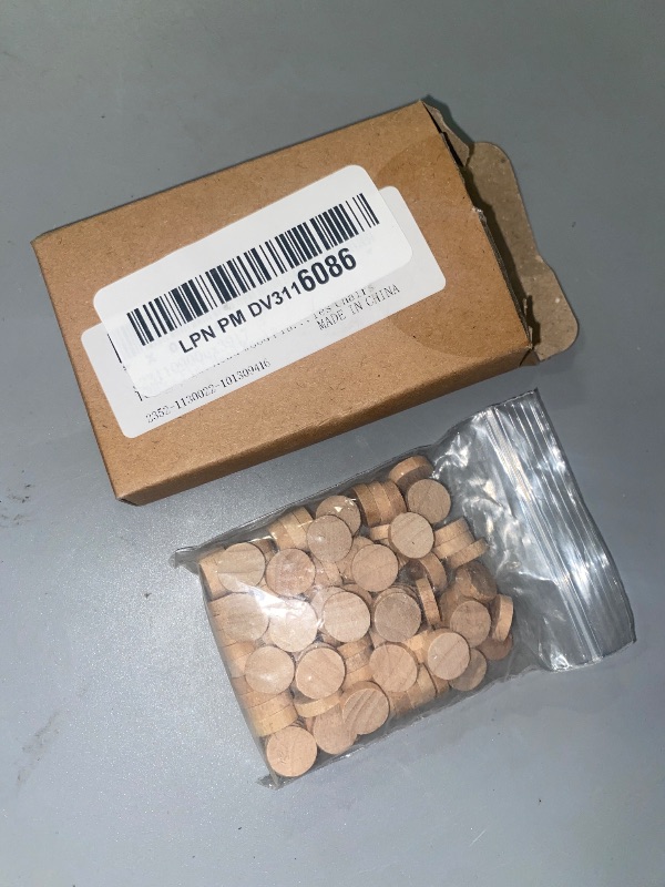 Photo 1 of uxcell 100Pcs Flat Head Wood Plugs, 3/8 Inch Wooden Button Screw Plug Wood Plugs Screw Hole Covers for Furniture Tables Chairs