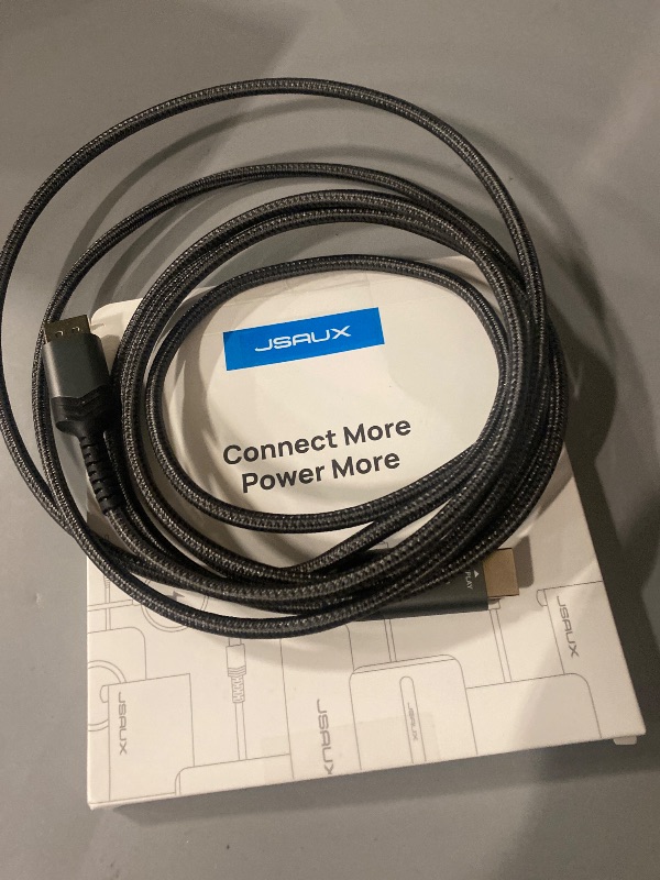 Photo 1 of JSAUX 4K DisplayPort to HDMI Cable Adapter 10FT, DP to HDMI Male Video UHD 4K@30Hz/2K@60/1080P@120 Nylon DP to HDTV Uni-Directional Cord for Dell, Projector, Desktop, AMD, NVIDIA, Lenovo, HP, ThinkPad