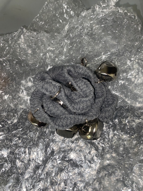 Photo 1 of GINIDEAR Dog Bells to Go Outside & Puppy Potty Training, Adjustable Dog Door Bell Ring to Go Potty, Handmade with Premium Yarn. Twisted Style, Grey