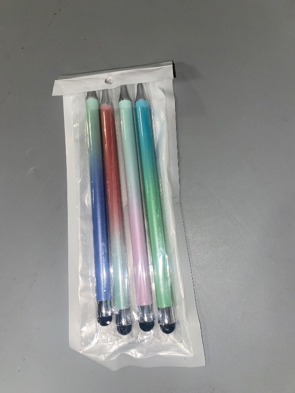 Photo 1 of Stylus Pen for Touchscreen (4Pcs), 2 in 1 Stylus Pen for iPad, High Precision and Sensitivity Rubber Tips and Disc Compatible with iPad/iPhone/Android Tablets and All Touch Screens Devices (Light)