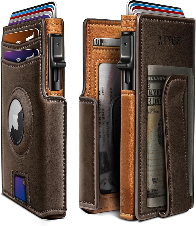 Photo 1 of Airtag Wallet for Men,with Money Clip 10 Cards Metal Case Smart Slim Pop Up Credit Card Holder Flip with Magnetic Closure RFID Blocking wallet with Gift Box
