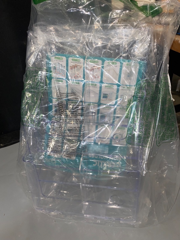 Photo 1 of MaxGear Acrylic Brochure Holder 8.5 x 11 inch, 4 Tier Clear Literature Organizer Magazine Stand Display with Removable Divider for 4 x 9 inch Brochures, Pamphlet, Wall Mount or Countertop, 1 Pack