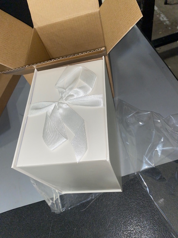 Photo 1 of Hallmark Medium Gift Box with Lid and Shredded Paper Fill (Grey White 7 inch Box) for Weddings, Bridal Showers, Graduations, Birthdays, Bridesmaids Gifts, All Occasion