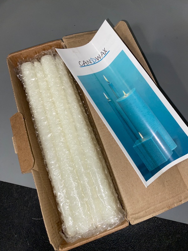 Photo 1 of CANDWAX 10 inch Taper Candles - Set of 12 Ivory Unscented Dripless Pearl Candlesticks - Perfect for Dinner and Household Use