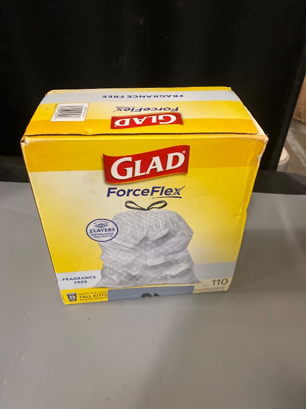 Photo 1 of Glad ForceFlex Tall Kitchen Trash Bags, 13 Gal, Fragrance Free, 110 Ct (Package May Vary)