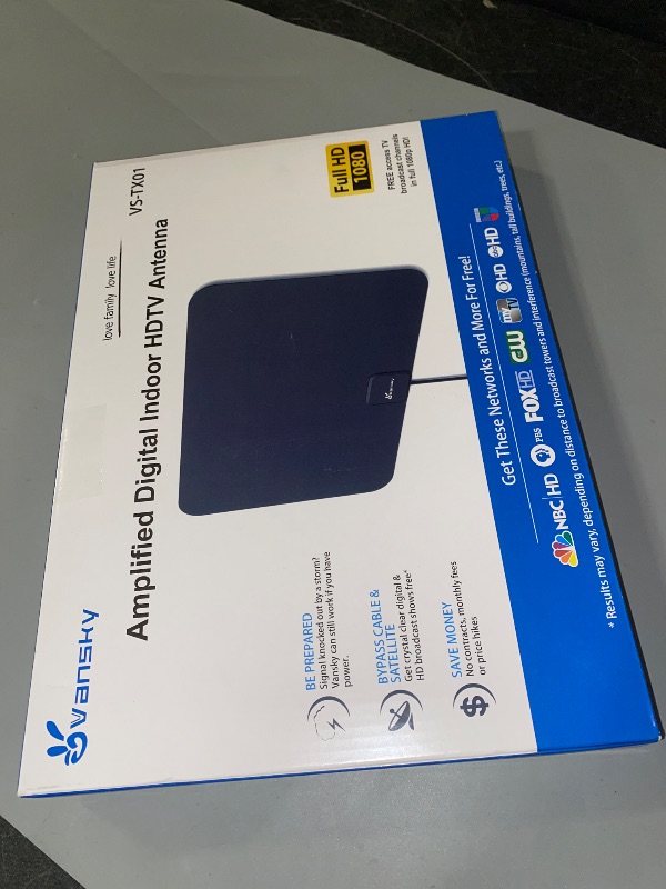 Photo 1 of TV Antenna Indoor, Digital Amplified Indoor HDTV Antenna, 1080p VHF UHF Television Local Channels Detachable Signal Amplifier and 16.5ft Long Coax Cable