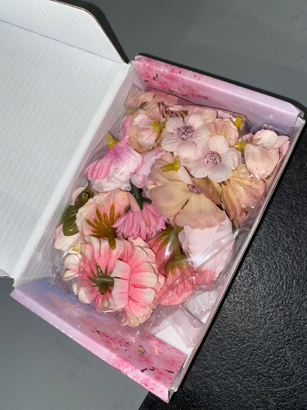 Photo 1 of rongflower Faux Flower Heads Small Silk Artificial Flower DIY Fake Mini Flowers Rose Daisy Multicolor Flowers Craft Supplies for Wedding Party Wreath Graduation Season Party Home Decor (45, Pink)