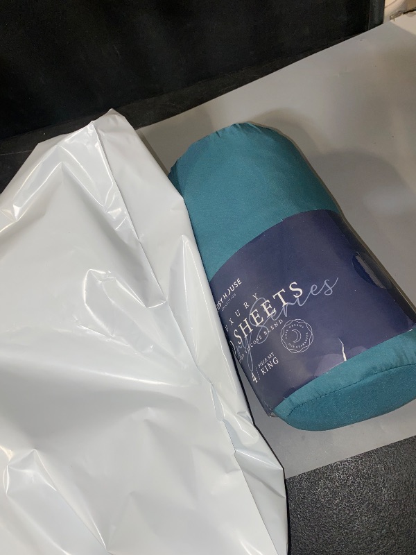 Photo 1 of King - Cosy House Collection Luxury Bamboo Sheets - Blend of Rayon Derived from Bamboo - Cooling & Breathable, Silky Soft, 16-Inch Deep Pockets - 4-Piece Bedding Set - King, Dark Teal