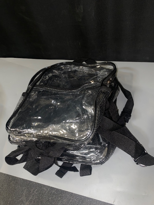 Photo 1 of Sweetude 6 Pcs Clear Backpack 11.4 x 9.5 x 5.1 Inch Bag Stadium Approved Plastic Transparent Backpack with 2 Water Holders(Black)