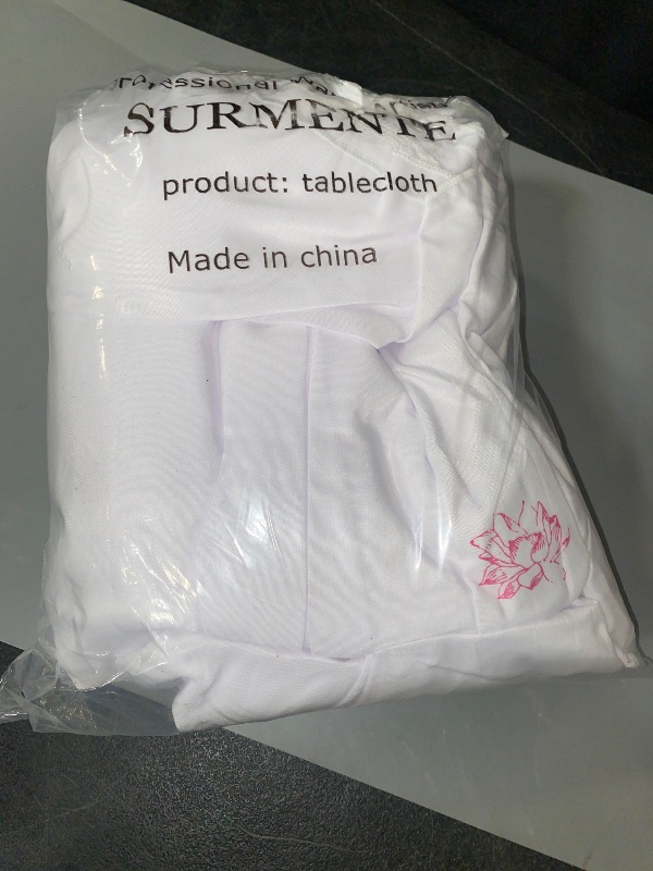 Photo 1 of Surmente 2 Pack White Table Skirt, 14ft Polyester Tablecloth for Weddings, Banquets, or Restaurants