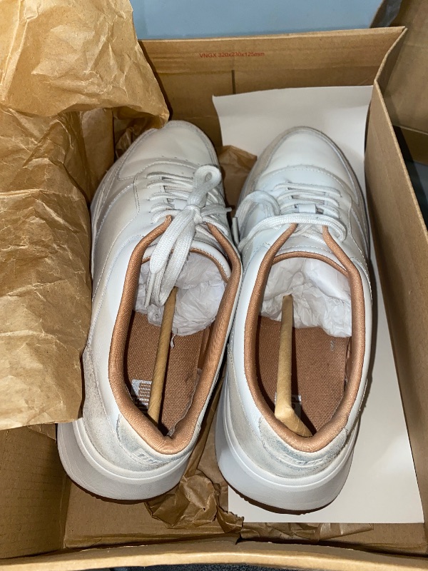 Photo 1 of US 08  FR1194-060 F-Mode Leather/Suede Flatform Sneakers Urban White 