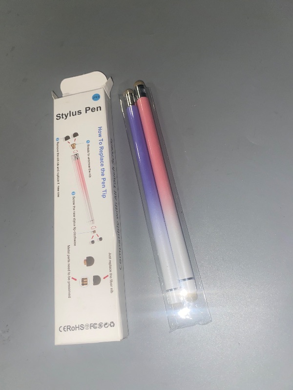 Photo 1 of 2PCS Stylus Pens for Touch Screens,Stylus Pen for iPhone/iPad/Tablet Android/Microsoft Surface,Compatible with All Touch Screens(White Pink/White Purple)