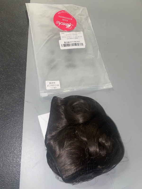 Photo 1 of REECHO 24" 1-Pack 3/4 Full Head Curly Wave Clips in on Synthetic Hair Extensions HE008 Hairpieces for Women 5 Clips per Piece-Black Brown