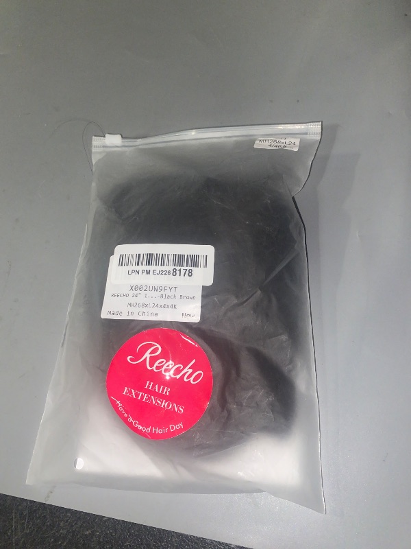 Photo 1 of REECHO 24" 1-Pack 3/4 Full Head Curly Wave Clips in on Synthetic Hair Extensions HE008 Hairpieces for Women 5 Clips per Piece-Black Brown