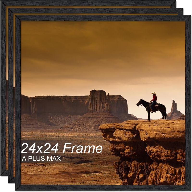 Photo 1 of A PLUS MAX Square 24x24 Frame Set of 6, Black Engineered Wood Picture Frame for 24 x 24 Picture Poster Photo, Light Weight 24by24 Frame with Wood-grain for Wall - 6 Pack/Black/24 x24
