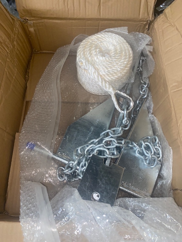 Photo 1 of Boat Anchor Kit,Heavy Fluke Anchor Kit Includes 8.5 lbs Galvanized Fluke Boat Anchor with Anchor Chain, Rope, Shackles - Boat Anchor Kit for 3'-26' Boats
