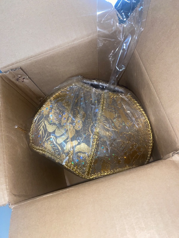 Photo 1 of Victorian Lamp Shade,Royal Style Fabric Lampshade Lampshade with Beads Fringe Scallop Dome Lamp Cover E27 Antique Cloth Lamp Replacement Clip On Bulb Gold
