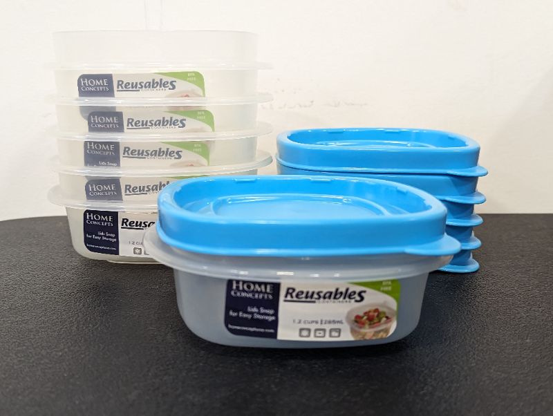 Photo 2 of 6 Pack - Home Concepts - Reusables Containers - w/Lids (Blue) - BPA Free - 1.2 Cups/285mL