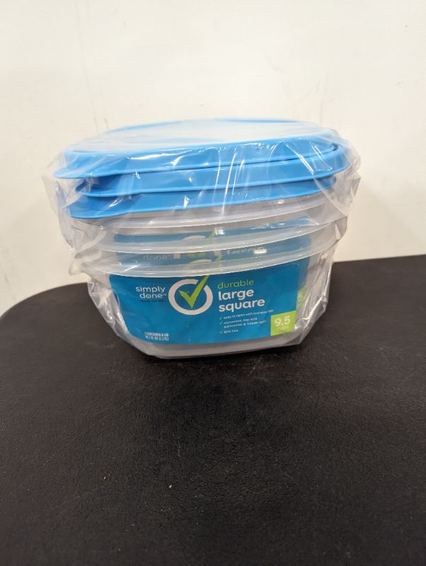 Photo 4 of Simply Done - 3 Pack Storage Containers w/Lids (Blue) - Large Square, 9.5C