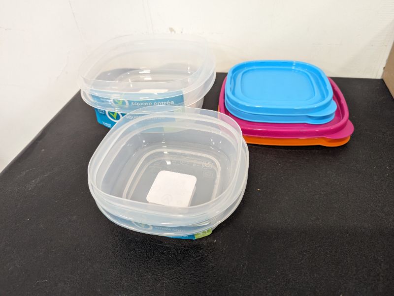 Photo 2 of Simply Done - 4 Pack Storage Containers w/Lids (Variety Colors) - 2 Small Square Containers (3.1C) + 2 Square Entree Containers (6.9C)