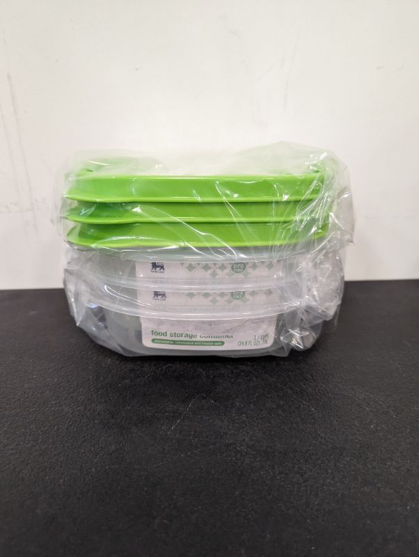 Photo 4 of Food Lion - 3 Pack - Storage Containers w/Lids (Green) - Square, 3.1C