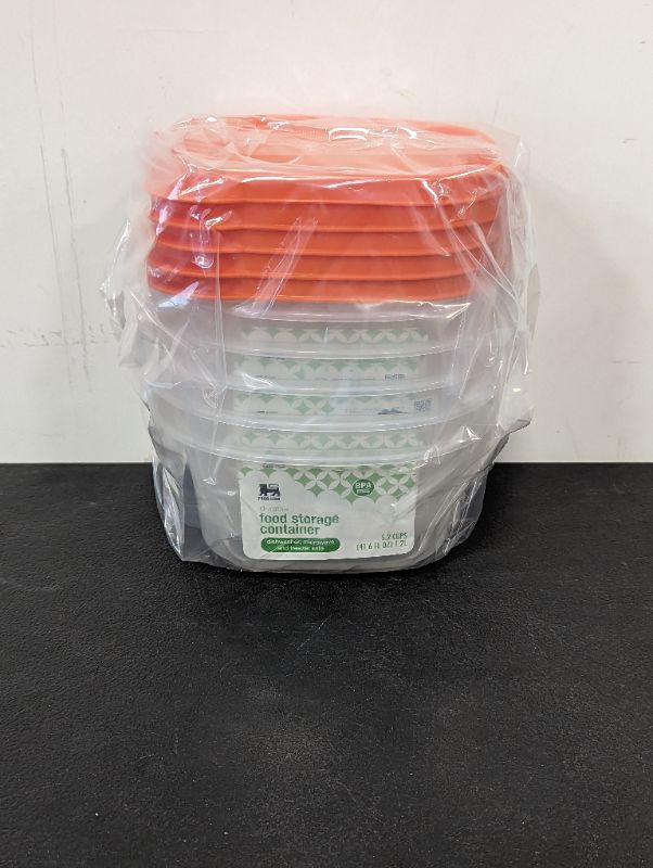 Photo 4 of Food Lion - 5 Pack - Storage Containers w/Lids (Orange) - Square, 5.2C