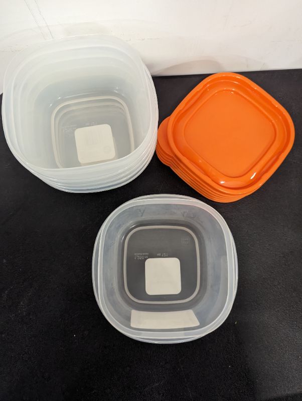 Photo 2 of Food Lion - 5 Pack - Storage Containers w/Lids (Orange) - Square, 5.2C
