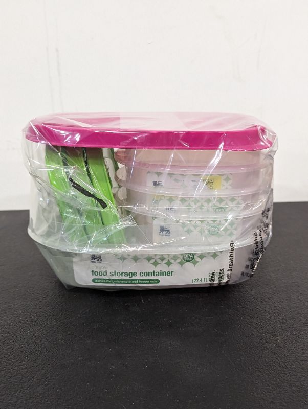 Photo 3 of Food Lion - 4 Pack - Storage Containers w/Lids - 1 Rectangle, 2.8C + 3 Square, 1.9C