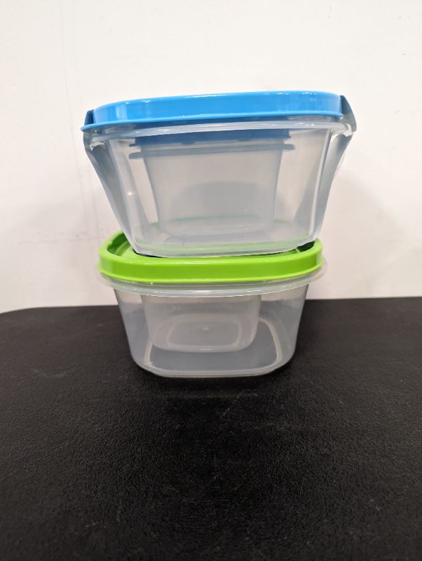 Photo 3 of Simply Done - 2 Sets - Medium Square Storage Container + Snack Square Storage Container w/Lids (1 Set Blue/1 Set Green)