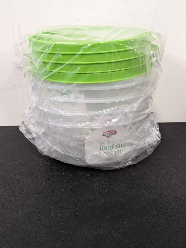 Photo 3 of Food Lion - 4 Pack - Storage Containers w/Lids (Green) - Round, 5.2C