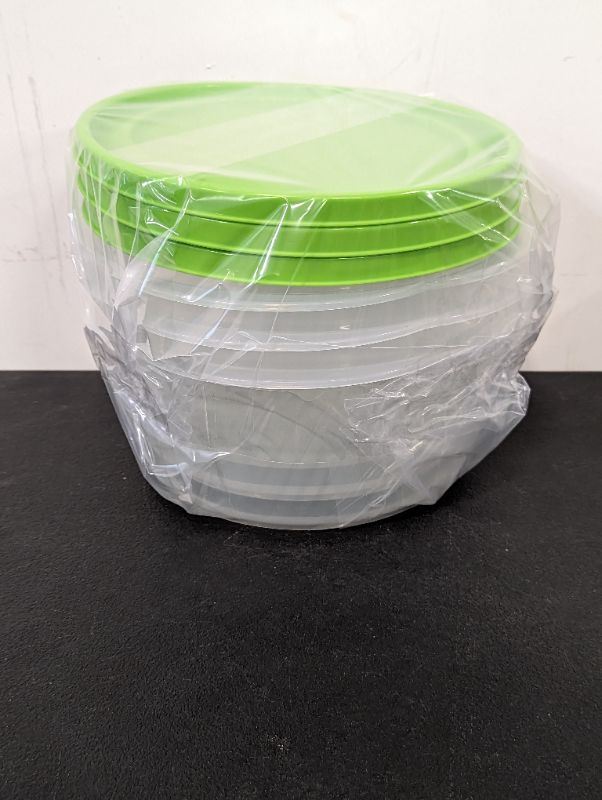 Photo 3 of Food Lion - 3 Pack - Storage Containers w/Lids (Green) - Round, 10.3C