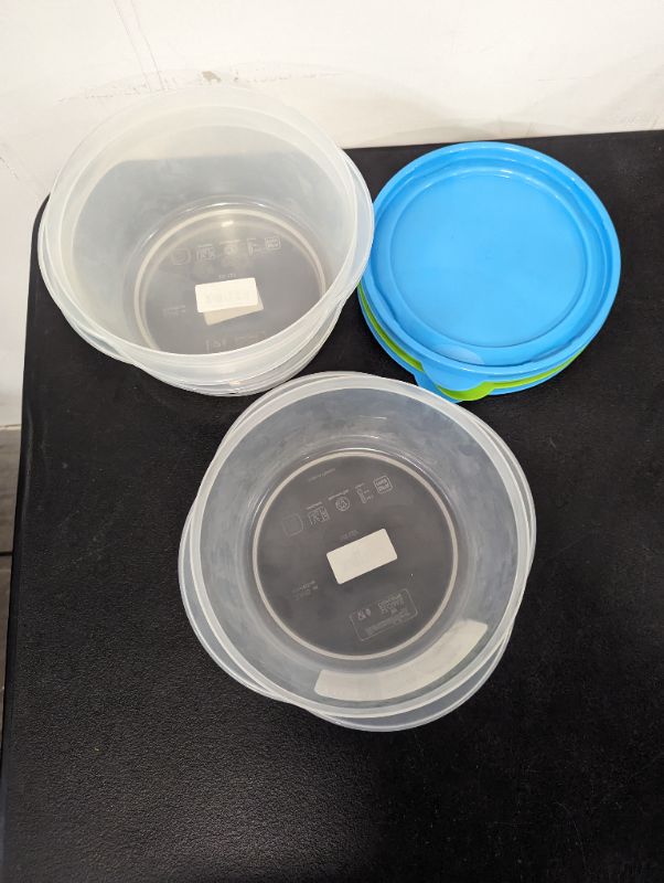 Photo 2 of Home Concepts - 3 Pack - Storage Containers w/Lids (Blue/Green) - Round, 10.3C