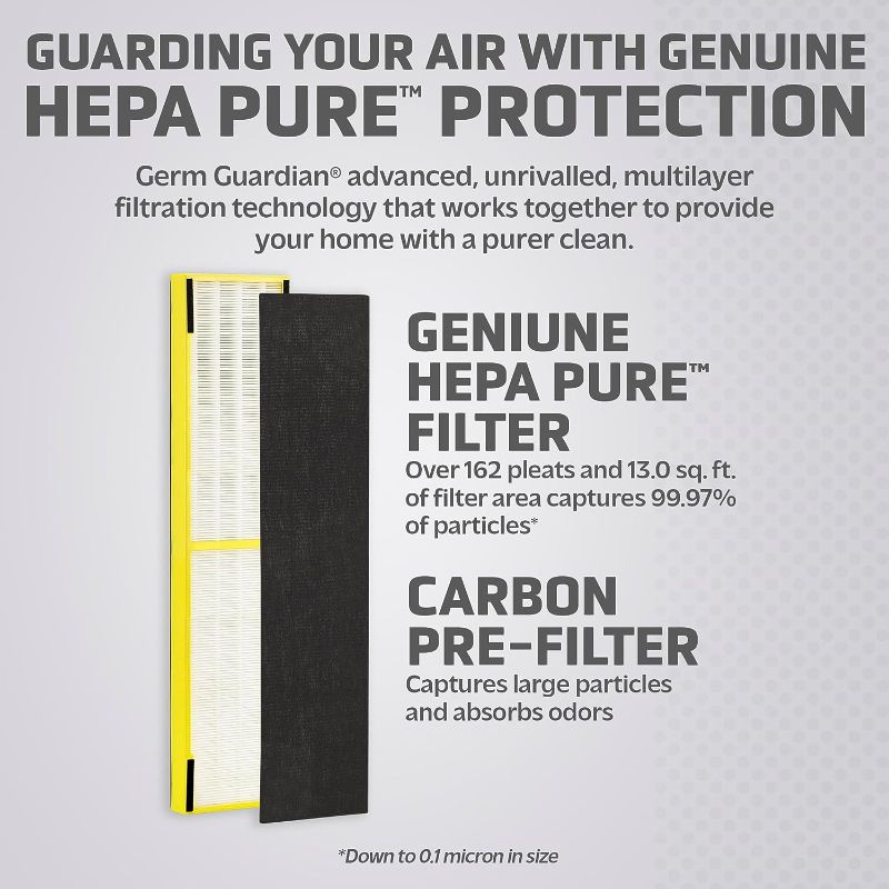 Photo 2 of Germ Guardian FLT5000 True HEPA GENUINE Air Purifier Replacement Filter C for GermGuardian AC5000E, AC5250PT, AC5300B, AC5350B, CDAP5500, and More (Pack of 1)
