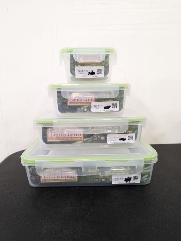 Photo 1 of Laura Lynn - Lock Lid Container Set - 4 Containers & 4 Lids - 1.2C, 2.1C, 4.2C, +7.4C