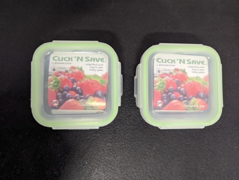 Photo 2 of Domestix - Click N' Save Containers - 2 Containers & 2 Lids - Small Square, 1.26C