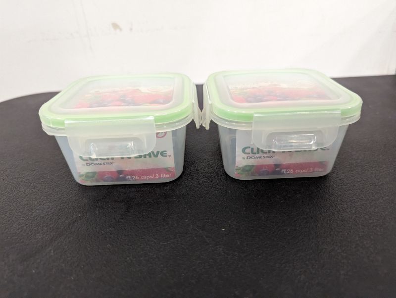 Photo 1 of Domestix - Click N' Save Containers - 2 Containers & 2 Lids - Small Square, 1.26C