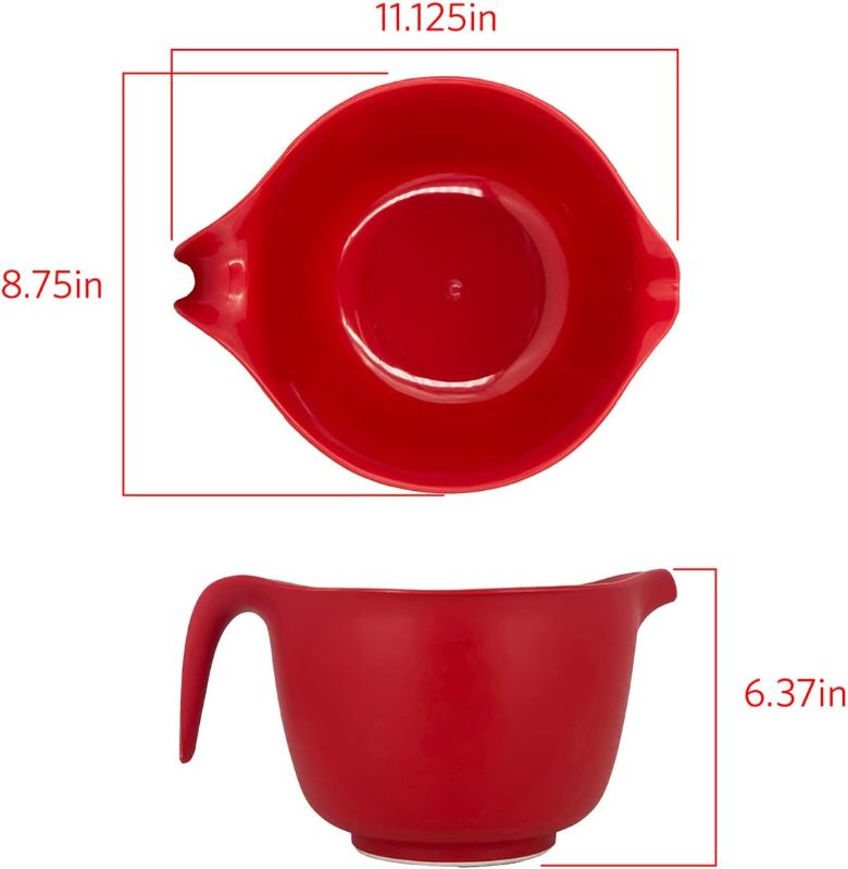 Photo 2 of GLAD Mixing Bowl with Handle – 3 Quart | Heavy Duty Plastic with Pour Spout and Non-Slip Base | Dishwasher Safe Kitchen Supplies for Cooking and Baking, Red
