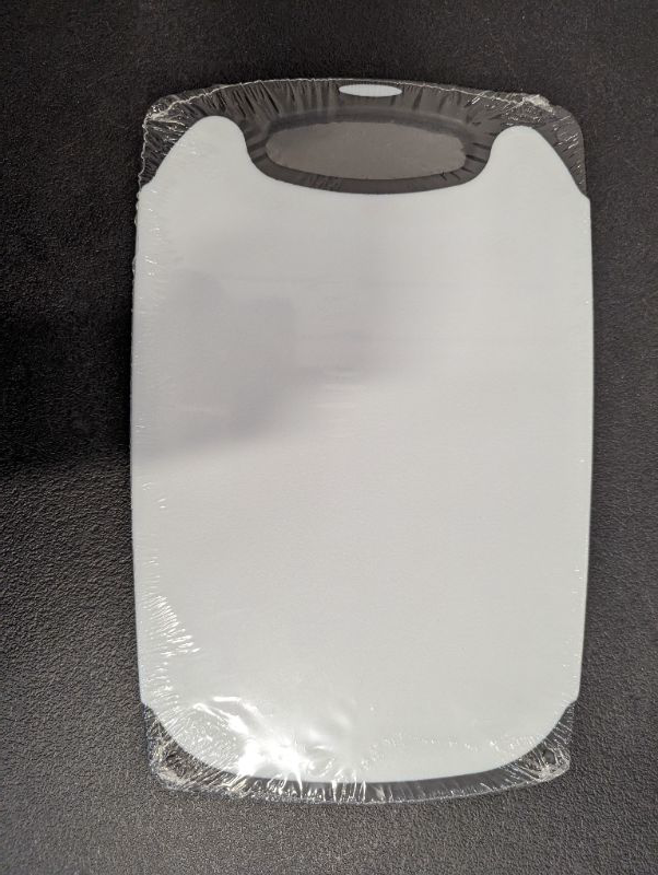 Photo 2 of Glad - Plastic Cutting Board w/Catch Groove - 12.4 x 7.8" - White/Grey